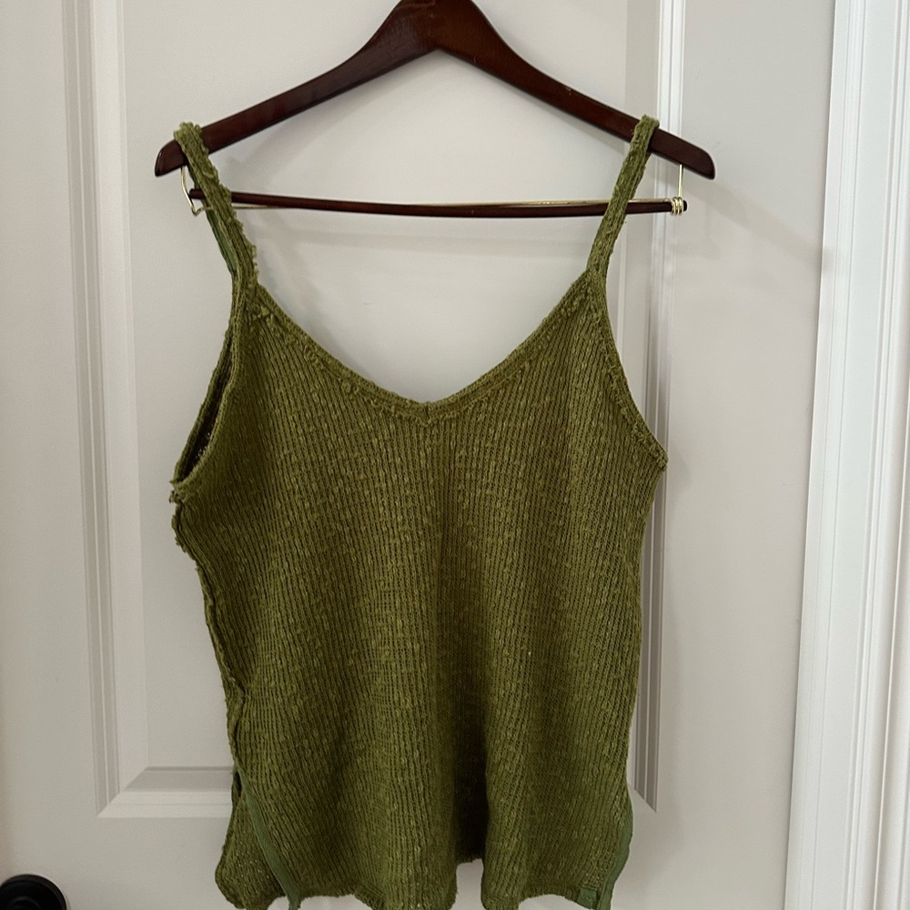 We The Free Green Ribbed Camisole Sleeveless Top